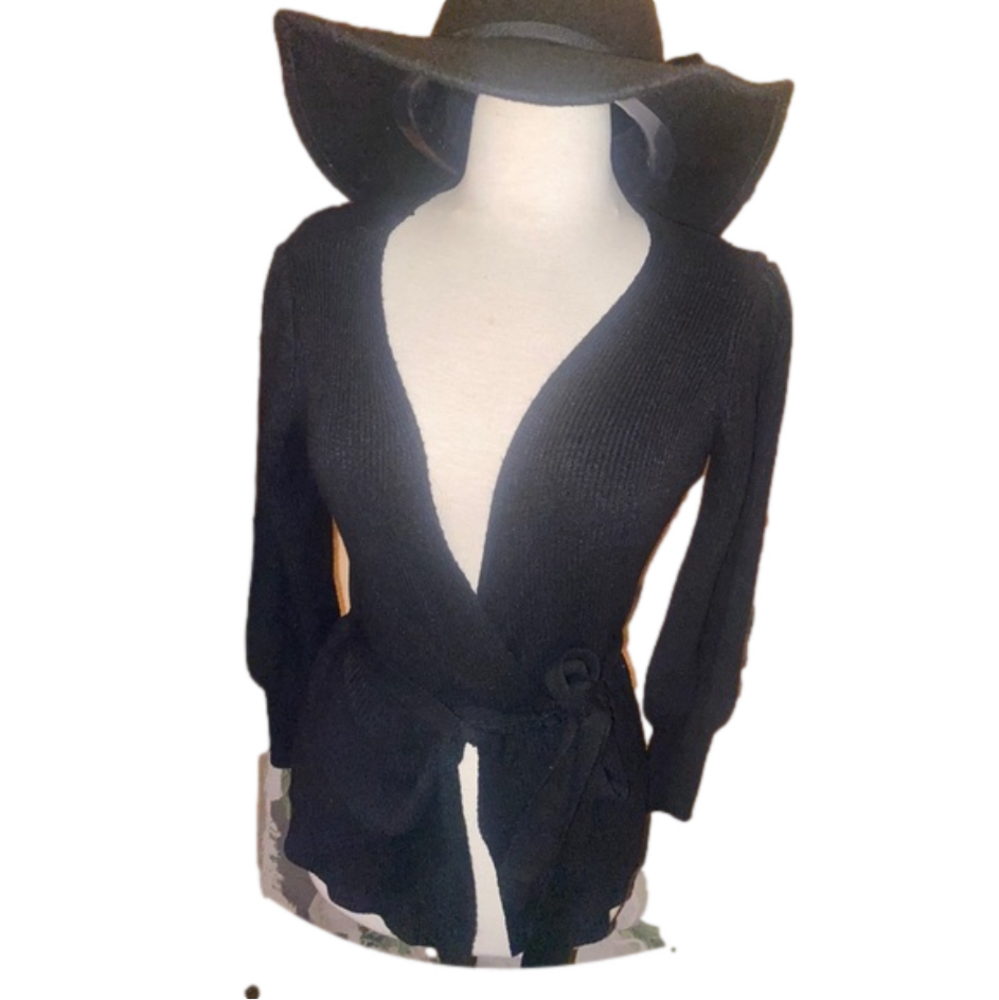 Shein Black Sweater with Tie Front Detail